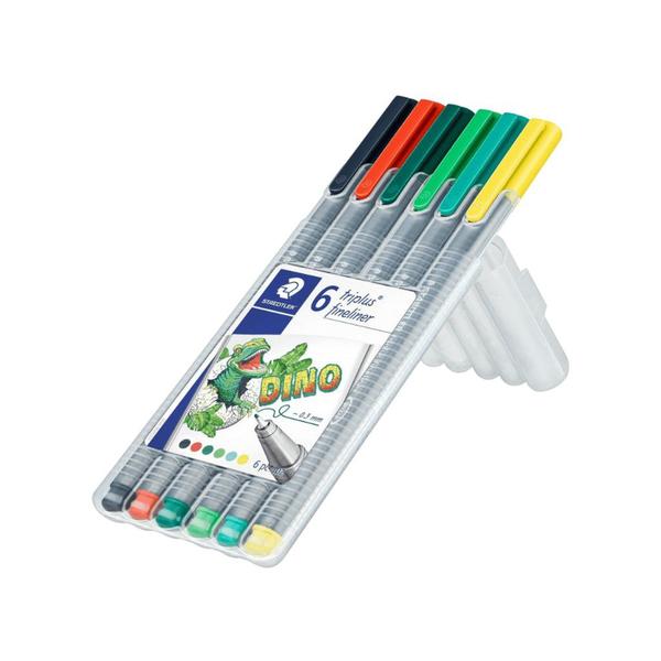 Imagem de Caneta Fineliner Staedtler Triplus Dino 6 Cores