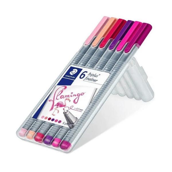 Imagem de Caneta Fineliner Staedtler Triplus Flamingo 6 Cores