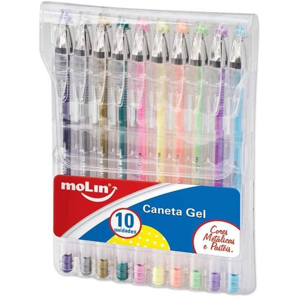 Caneta gel 4metalicas 4neon 2pastel molin Imagem de Caneta gel 4metalicas 4neon 2pastel molin