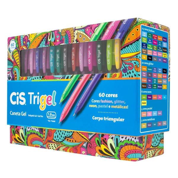 Imagem de Caneta Gel Cis Trigel Estojo com 60 Cores - Cis