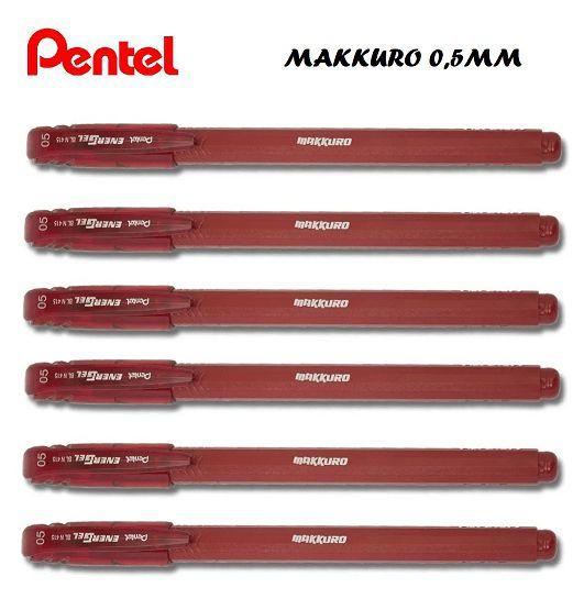 Imagem de Caneta Gel Pentel Energel Makkuro 0.5 Vermelho Kit c/6 peças