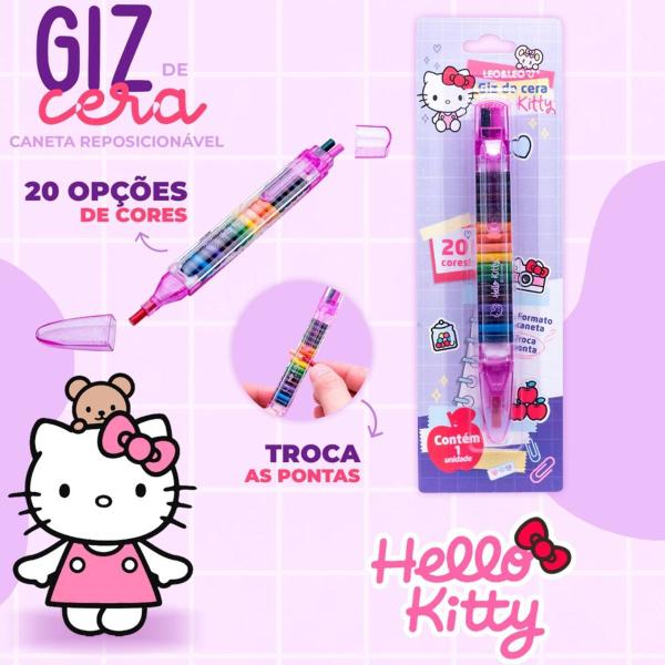 Imagem de Caneta giz de cera troca ponta 20 cores hello kitty leo&leo