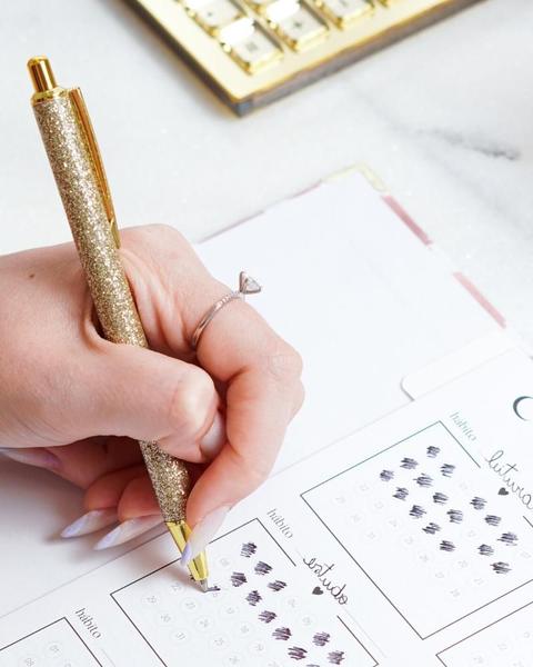 Imagem de Caneta Glitter Dourado Elegante P/ Estudante / Escritório