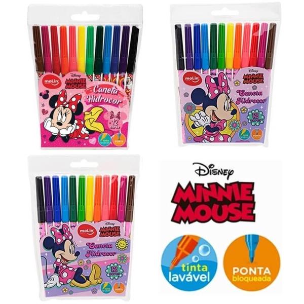 Imagem de Caneta Hidrocor - Canetinha Minnie Mouse 12 Cores Molin