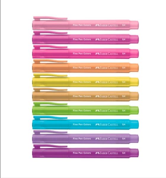 Imagem de Caneta Hidrocor Fine Pen Com 10 Cores+Shoulder Bag Faber Castell