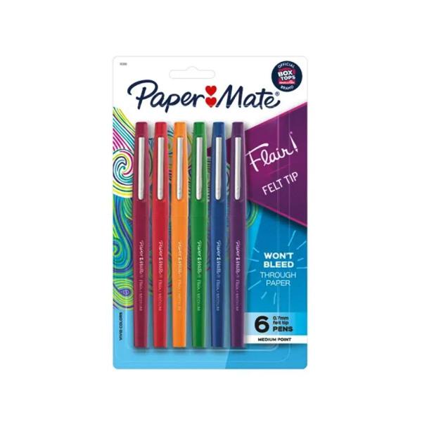 Imagem de Caneta Hidrográfica 0.7 6 cores Flair Felt Tip Paper Mate