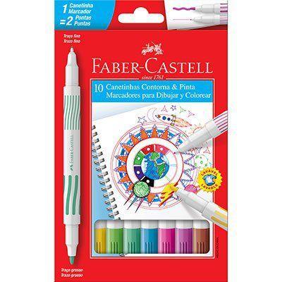 Imagem de Caneta Hidrografica 10 Cores Ponta Dupla Faber Castell