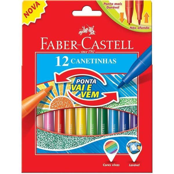 Imagem de Caneta Hidrográfica 12 Cores Vai e Vem Faber-castell - Faber Castell