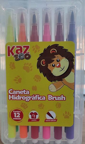 Imagem de Caneta, Hidrográfica, Brush, Estojo c/ 12 Cores, Ref. KZ218 - kaz