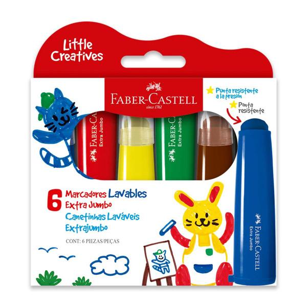 Imagem de Caneta Hidrográfica Faber Castell Jumbo Little Creatives 6 Cores Ref: 354504