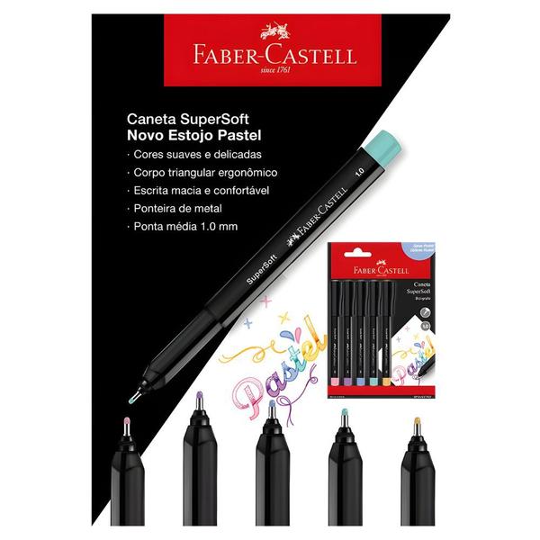 Imagem de Caneta Hidrográfica Faber-castell Supersoft 1.0 5 Cores Pastel