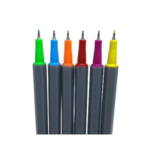 Imagem de Caneta Hidrográfica Fineliner Cores Vibrantes 0.4mm com 6 Unidades - BRW