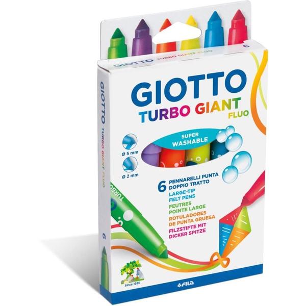 Imagem de Caneta Hidrográfica Jumbo Giotto Turbo Giant Fluor - 6 Cores