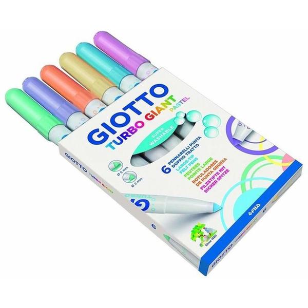 Imagem de Caneta Hidrográfica Jumbo Giotto Turbo Giant Pastel - 6 Cores