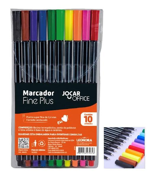 Imagem de Caneta Hidrográfica Marcador Fine Plus Ponta Fina 10 Cores