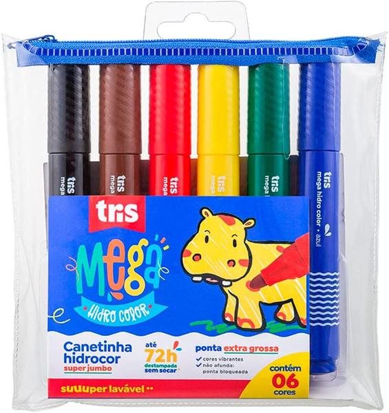 Imagem de Caneta Hidrográfica Tris Mega Color Jumbo 6 Unidades