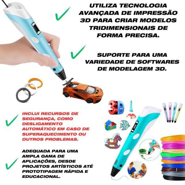 Imagem de Caneta Impressora 3D Profissional 12V com Filamentos + Fonte - OFLVENDAS