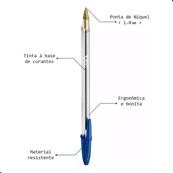 Imagem de Caneta - Kit 10 Canetas Esferográfica Cristal 1.0 Média Bic