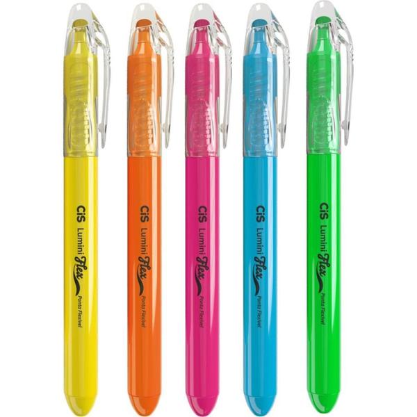 Imagem de Caneta Marca Texto CIS Lumini FLEX Neon 5 Cores