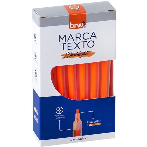 Imagem de Caneta Marca Texto Dashlight Laranja Fluorescente Caixa com 12