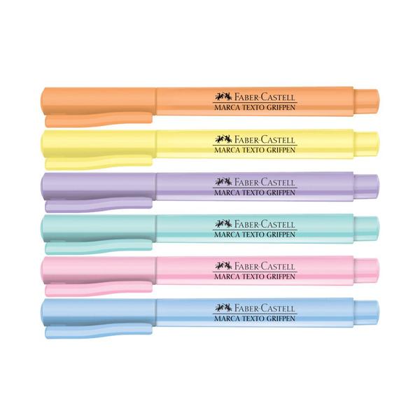 Imagem de Caneta Marca Texto Grifpen Tons Pastel 6 Cores Faber Castell