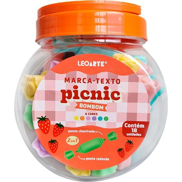 Imagem de Caneta Marca Texto Picnic Bombom Mini 2EM1 6CORES