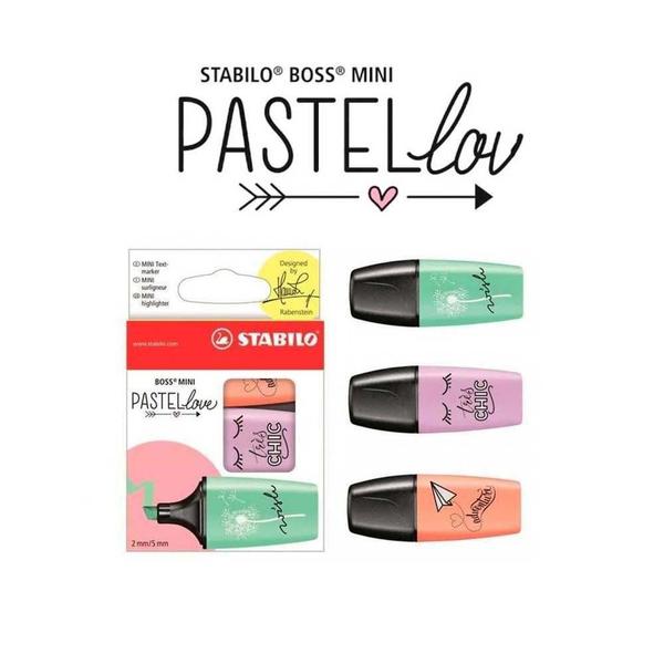 Imagem de Caneta marca texto stabilo boss love mini pastel com 3