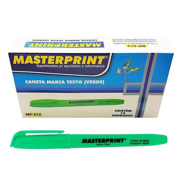 Imagem de Caneta Marca Texto Verde com Ponta Chanfrada Pincel MP 612 / Caixa com 12 Unidades Masterprint MP612