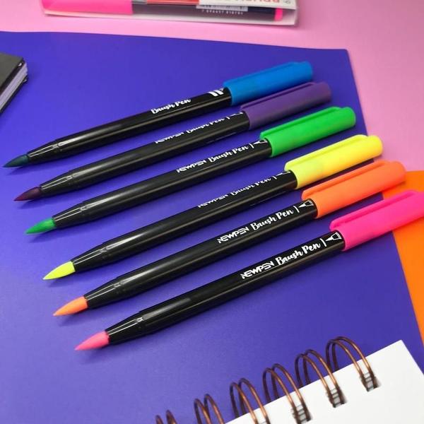 Imagem de Caneta Marcador Brush Pen Neon Kit 6 Cores - Newpen