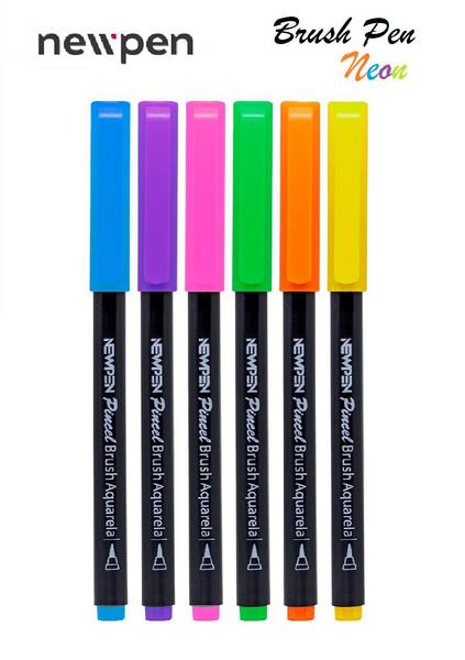 Imagem de Caneta Marcador Brush Pen Neon Kit 6 Cores - Newpen