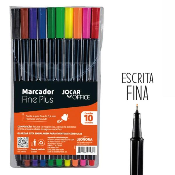 Imagem de Caneta Marcador Fine Plus 10 Cores Jocar Office