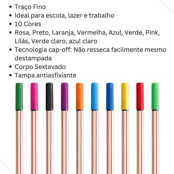 Imagem de Caneta Microline Fineliner Traço Fino Preciso 0.4mm 10 Cores