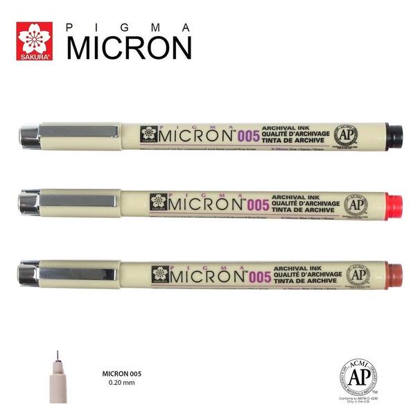 Caneta Nanquim Pigma Micron Sakura 005 Kit C/ 3 Cores Imagem de Caneta Nanquim Pigma Micron Sakura 005 Kit C/ 3 Cores