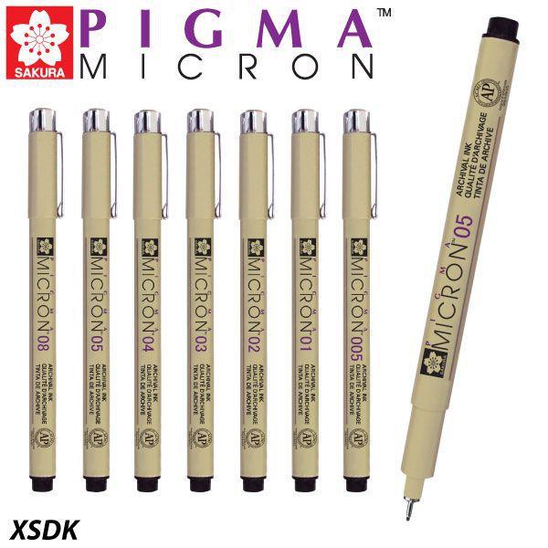 Imagem de Caneta Nanquim Pigma Micron Sakura Preta Kit C/ 7 Traços