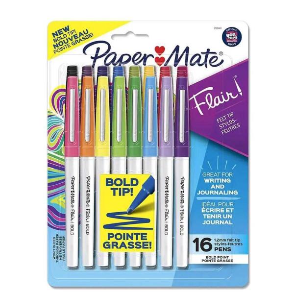 Imagem de Caneta Papermate Hidrografica Flair Bold Com 16 Cores