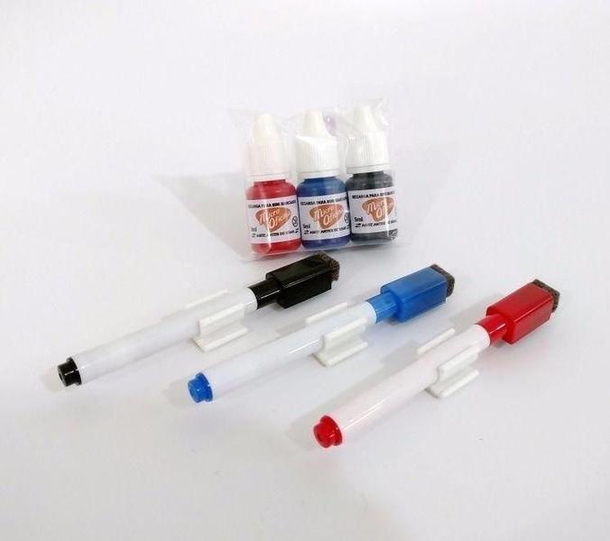 Imagem de Caneta Para Quadro Branco - Kit Com 3 Unidades + 3 Recargas