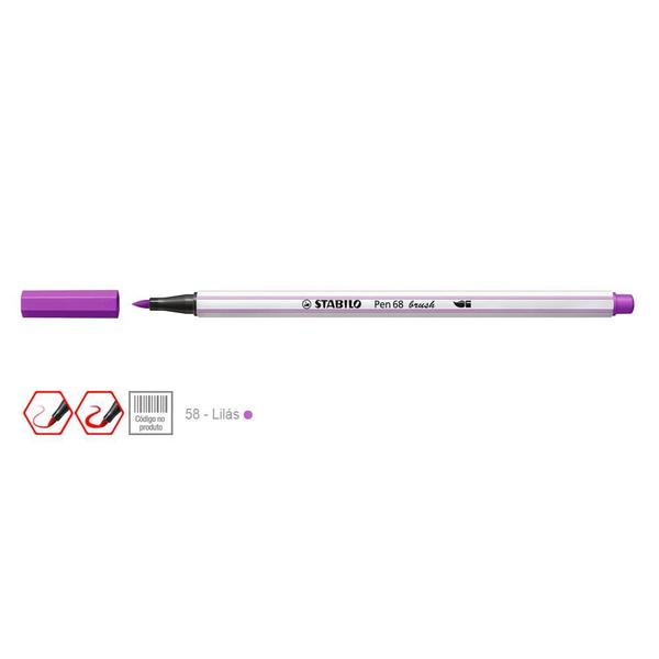 Imagem de Caneta Pen 68 Brush Cor 58 Lilás - Stabilo