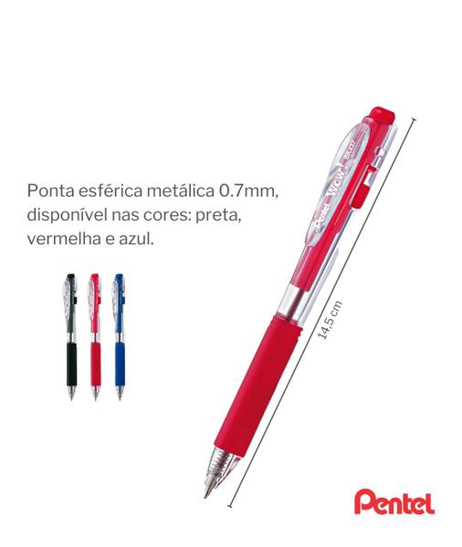 Imagem de Caneta Pentel Retrátil 0.7mm Com Botão Lateral WOW BK437 Cores Variadas