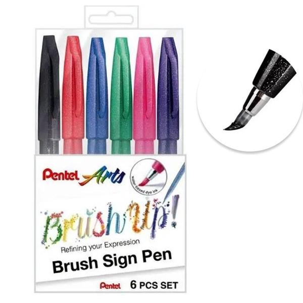 Imagem de Caneta Pentel Sign Pen Brush Up 6cores