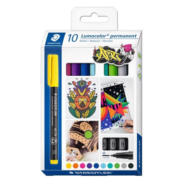 Imagem de Caneta Permanente Staedtler Lumocolor 317 1.0mm 10 Cores