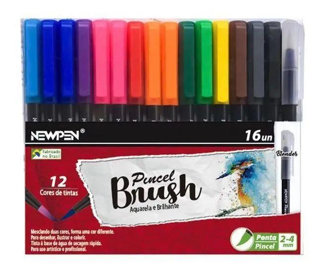 Imagem de Caneta Pincel Brush 2-4mm Newpen Kit Com 16 Unidades Blender