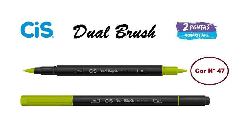 Imagem de Caneta Pincel Cis Dual Brush Pen Aquarelável 47 Verde Neon