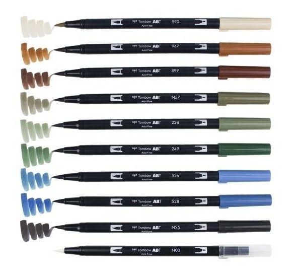 Imagem de Caneta Pincel Dual Brush Tombow 10 Cores Paisagem