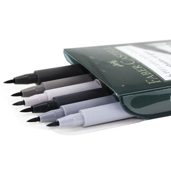 Imagem de Caneta Pitt Artist Faber Castell Brush 6 Cores Tons de Cinza