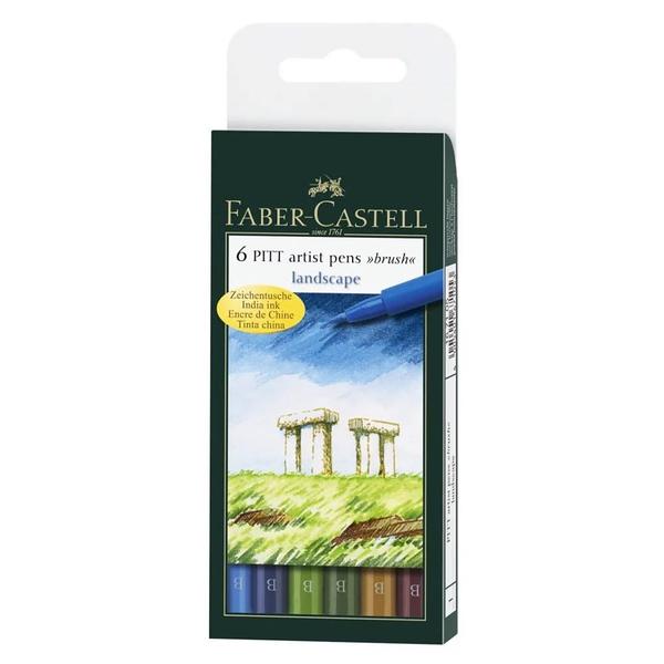 Imagem de Caneta Pitt Artist Faber Castell Brush 6 Cores Tons de Paisagem