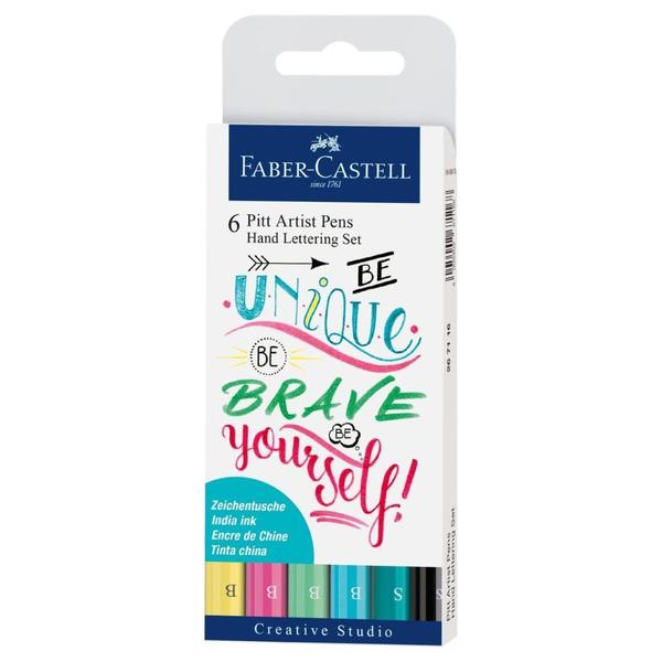 Imagem de Caneta Pitt Artist Faber Castell Hand Lettering Pastel 6 Canetas