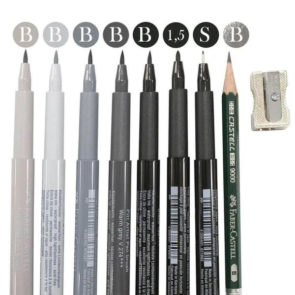 Imagem de Caneta Pitt Artist Faber Castell Hand Lettering Starter 9 Peças