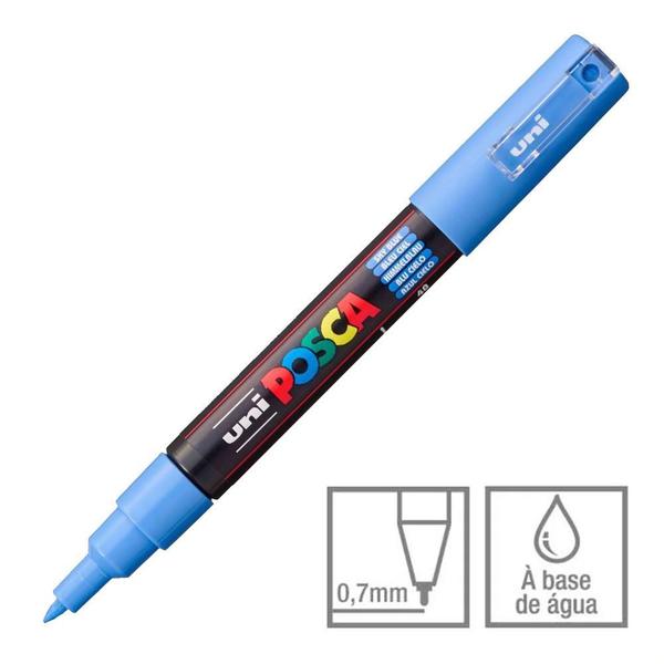 Imagem de Caneta Posca Marcador Uni-Ball PC-1M Azul Céu 48