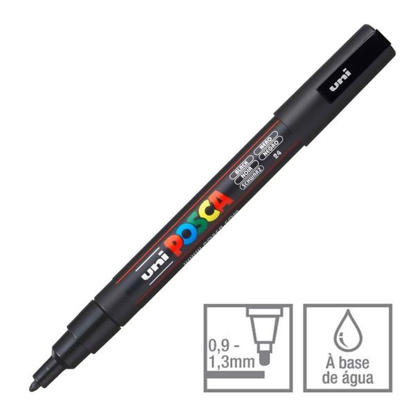 Imagem de Caneta Posca Marcador Uni-Ball PC-3M Preto 24