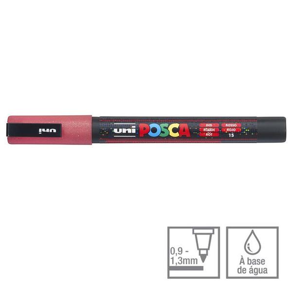 Imagem de Caneta Posca Marcador Uni-Ball PC-3ML Vermelho Glitter 15